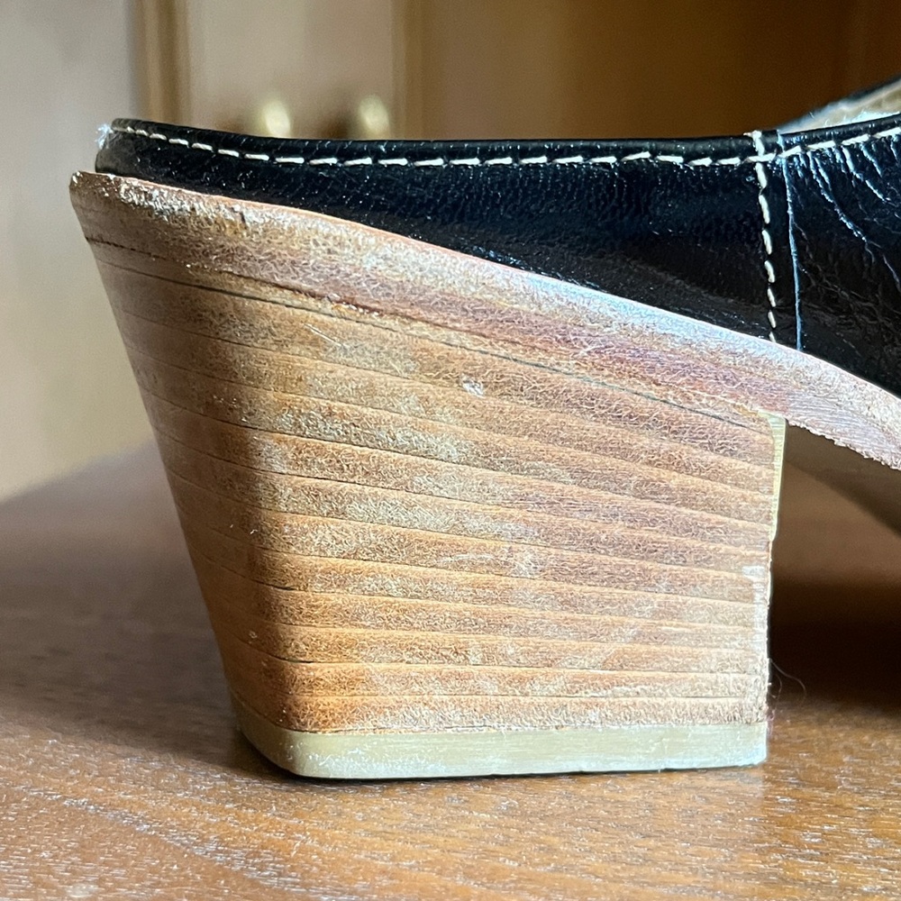 Black Leather Italian Mules - Picture 8 of 12